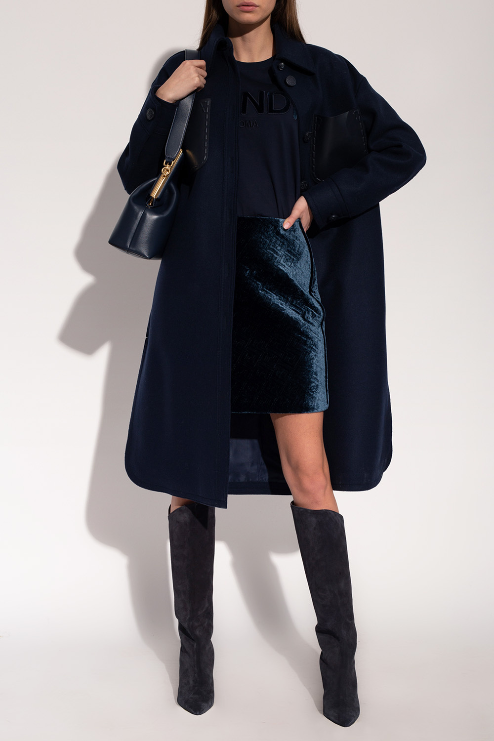 スカート FENDI Dark Blue Velvet Skirt Navy blue Velvet skirt Fendi - Fendi Pre-Owned logo print